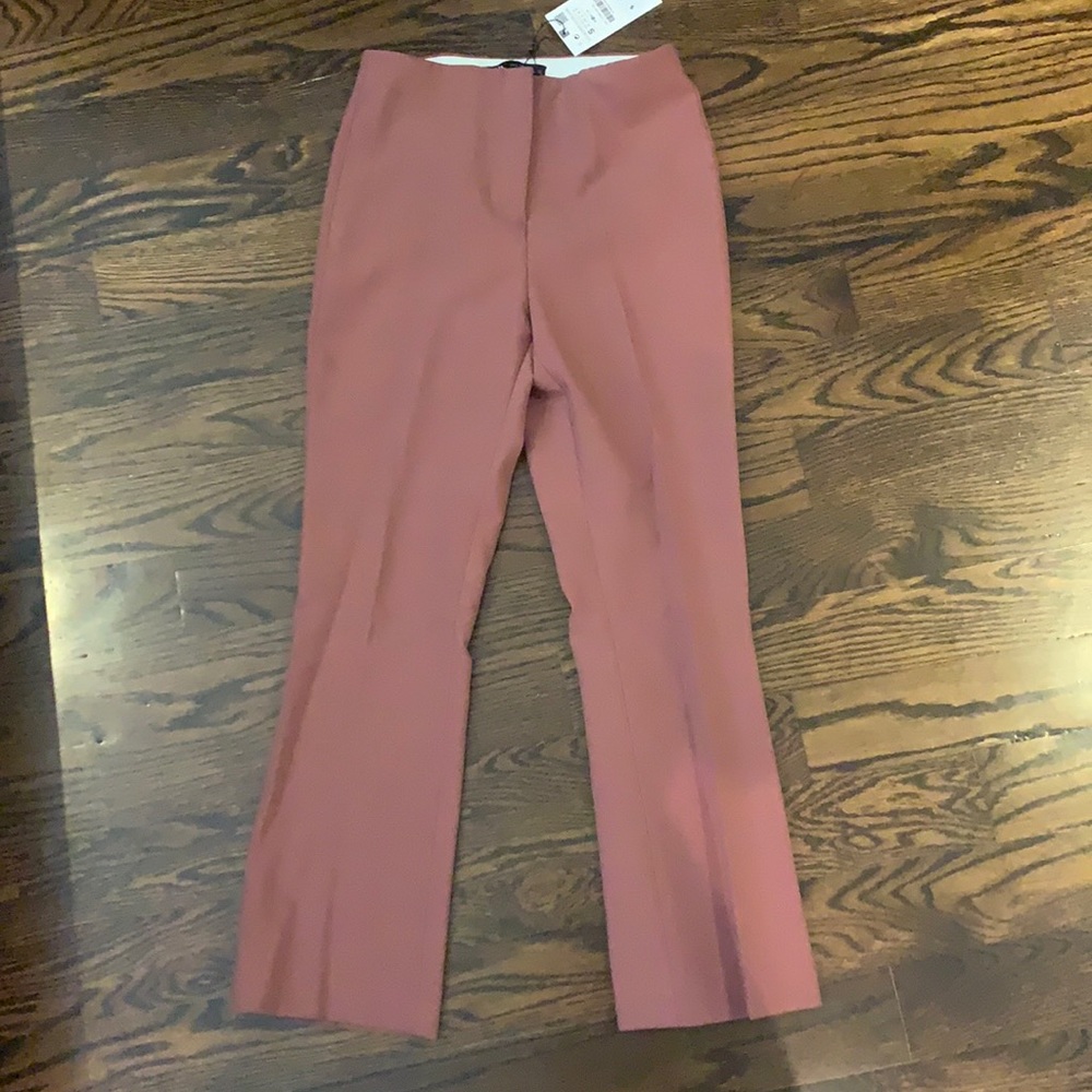 Zara NWT dusty rose ankle crop trousers